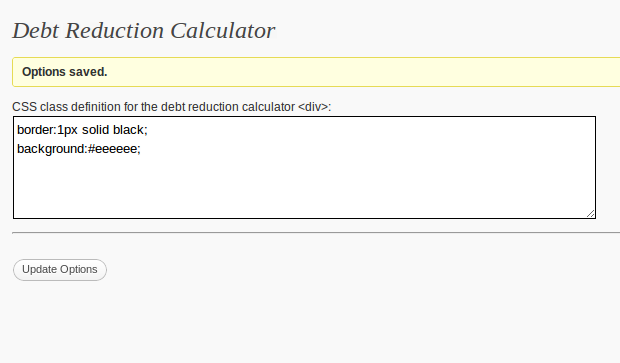 Debt Reduction Calculator Options