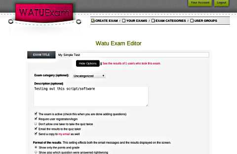 Watu Exam Screenshot