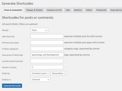 Creating post shortcodes