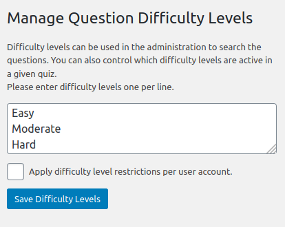 Question Difficulty Levels